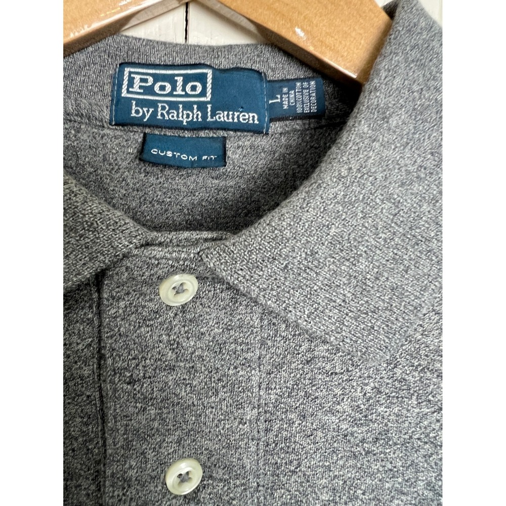 Polo Ralph Lauren Polo Mens Large Gray Custom Fit Short Sleeve Embroidered E28 - Picture 3 of 12